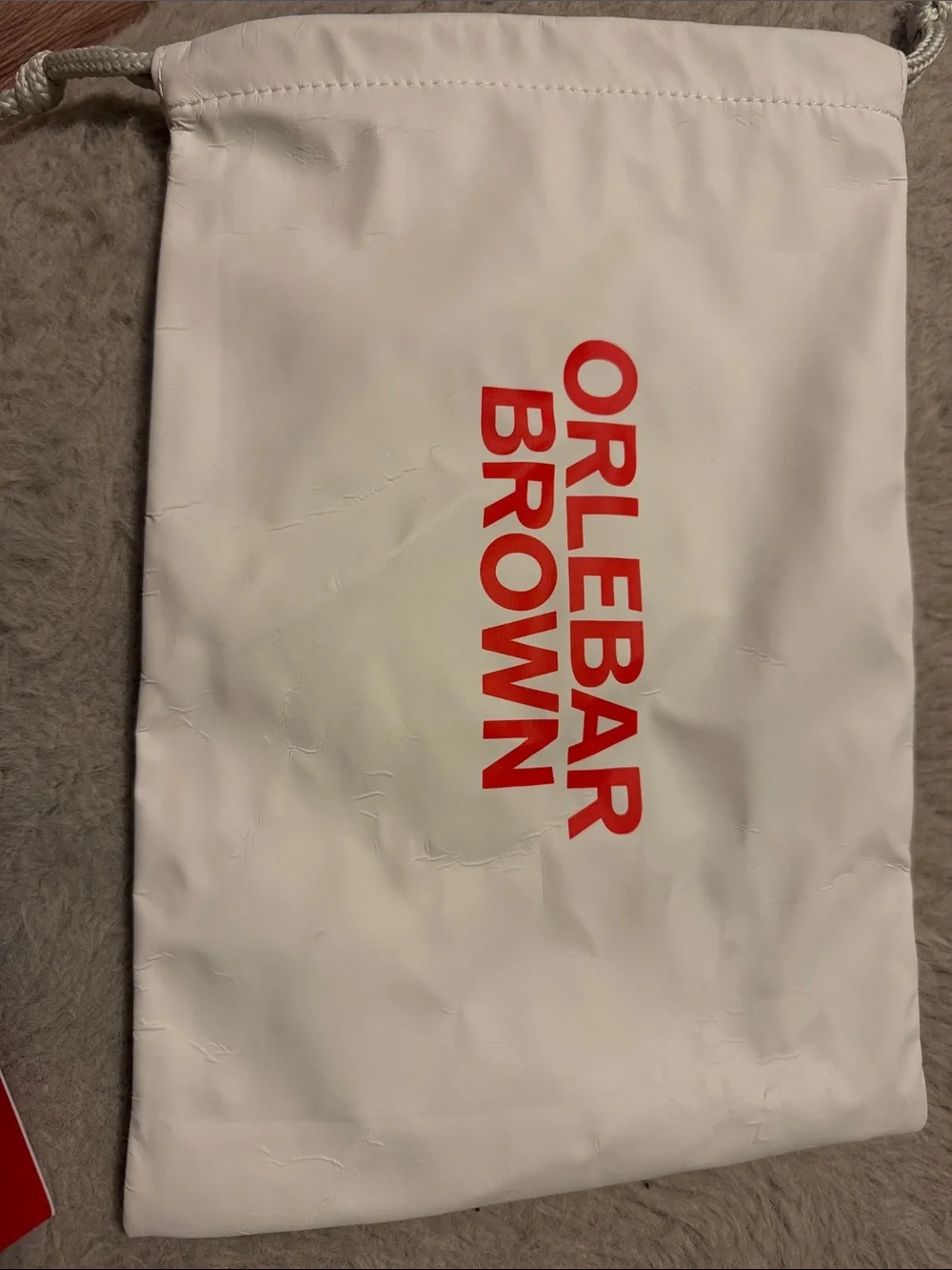 Orlebar Brown White Drawstring Pouch with Red Logo